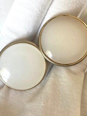 Vintage Coro Pearlized Dome Disc Clip On Earrings Gold Tone Setting Mod MCM